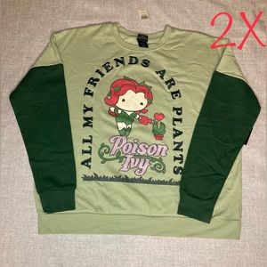 2X DC Comics Batman Poison Ivy Chibi Plant Friends Crewneck